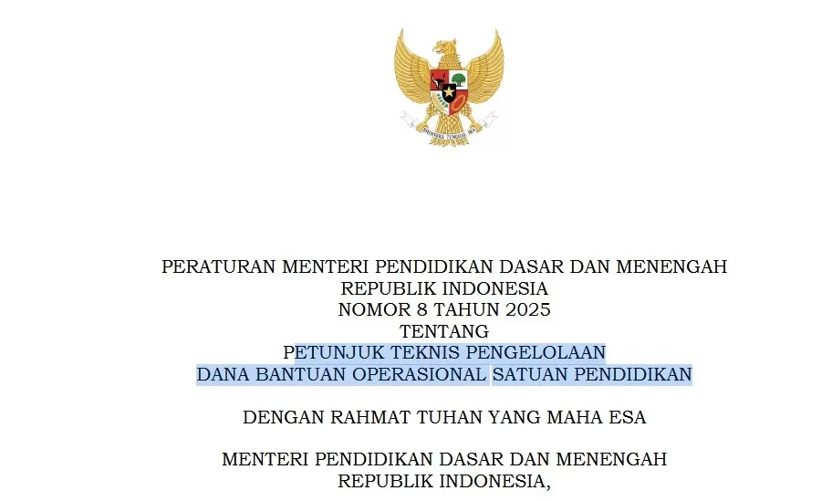 Aturan Baru Pengelolaan Dana BOSP 2025: Permendikdasmen Nomor 8 Tahun 2025 Resmi Diterbitkan, Ini Rincian dan Larangannya 1 WhatsApp Image 2025 05 17 at 131222 a45a1d48 240224548